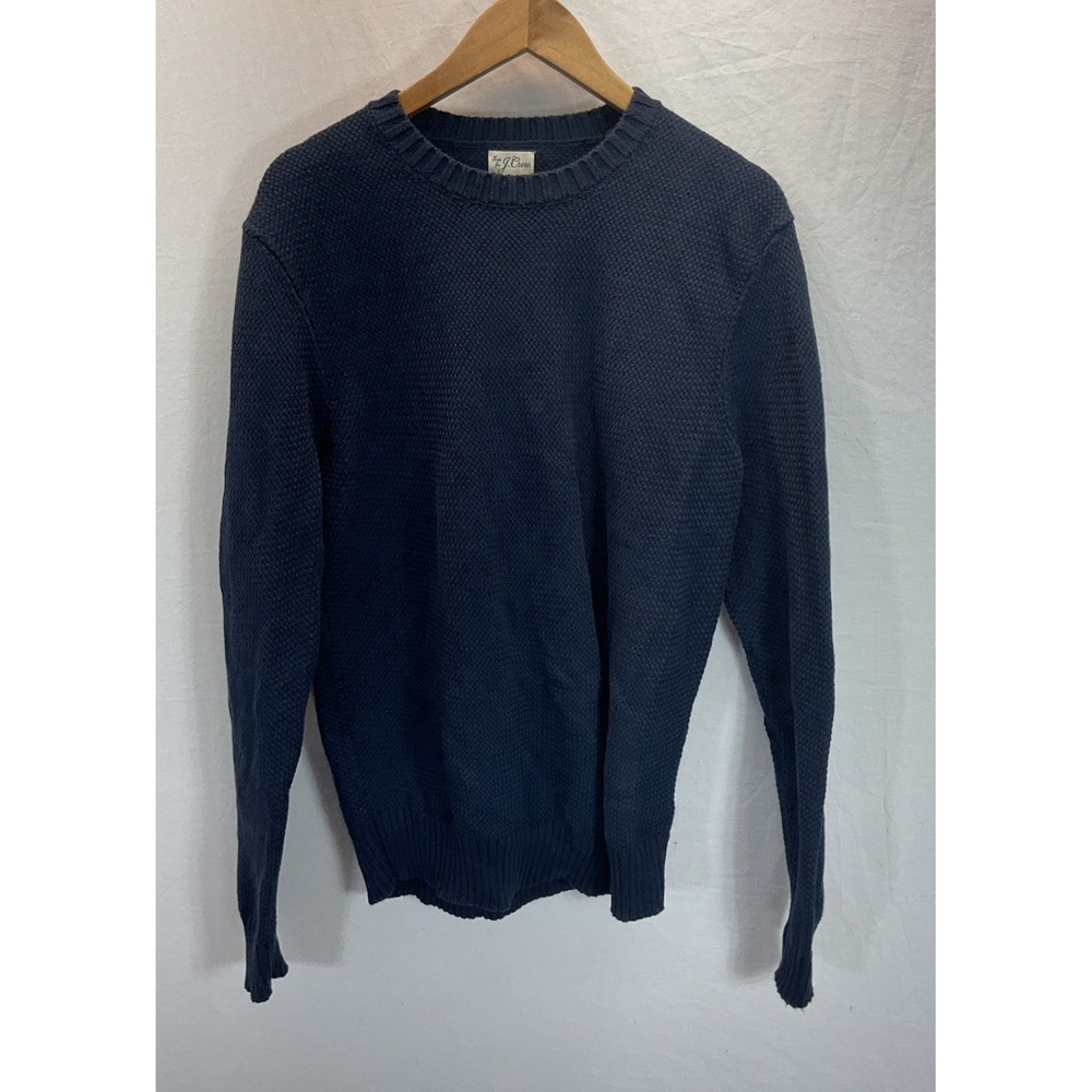 J. Crew Men's Premium Basket-stitch Cotton Crewneck Sweater Navy Size M Row Soft